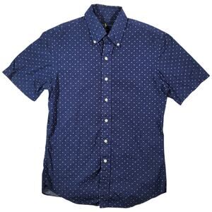 Ralph Lauren Slim Fit Button Up Shirt Mens Small Navy Geometric Print Cotton
